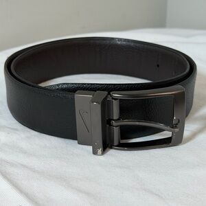 Nike Reversible Size 32 Black & Brown Leather Belt with Gunmetal Buckle